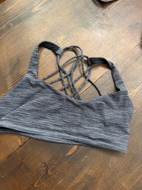lululemon athletica Strappy Grey-Striped Sports Bra